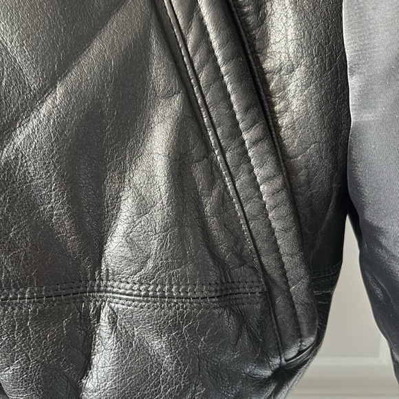 Vintage Leather Modango Sport Black Leather/Fabric Bomber Jacket size L. - Picture 6 of 16